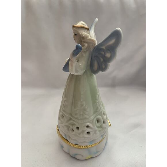Ceramic Angel Playing Harp Trinket Box - Picture 2 of 5